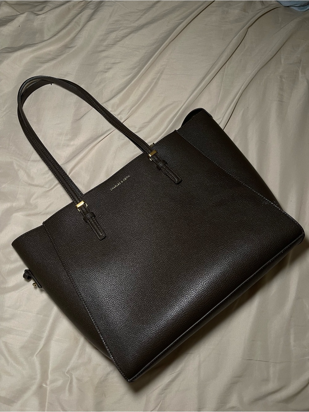 Charles & Keith Olive green Vegan Leather Tote Bag